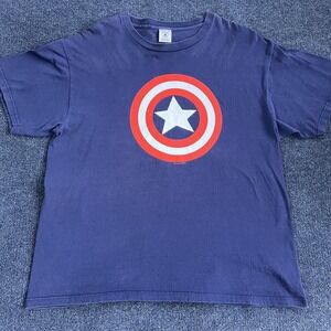 Vintage 2001 Captain America Shirt Mens XL Blue Delta Marvel Shield Tee T-Shirt